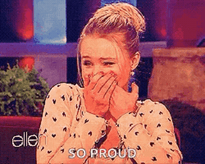 Woman Covering Mouth With Hands So Proud GIF