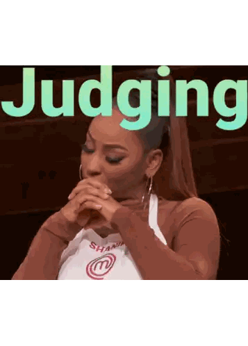 Woman Covering Mouth With Judging Sticker