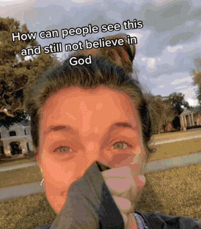 Woman Covering Mouth With Towel How Can People See This And Still Not Believe In God GIF