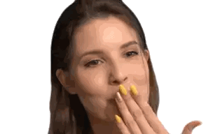 Woman Covering Mouth With Yellow Nails Sticker