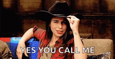 Woman Cowboy Hat Plaid Shirt Says Yes You Call Me GIF