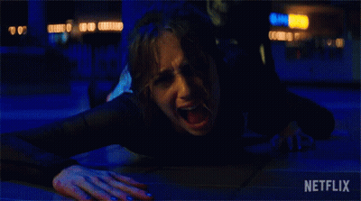 Woman Crawling With Open Mouth Netflix Logo GIF
