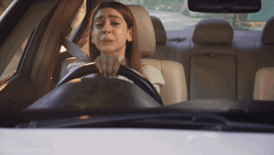 Woman Crying Driving Car GIF