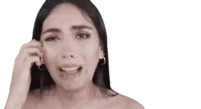 Woman Crying On Cell Phone Rubbing Face Sticker