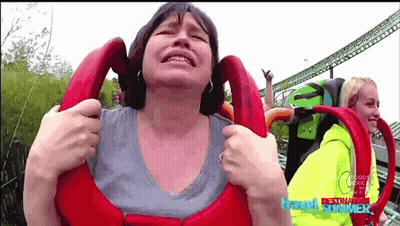 Woman Crying On Roller Coaster GIF