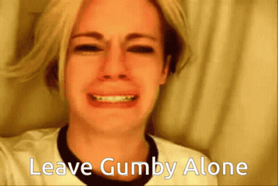 Woman Crying Saying Leave Gumby Alone GIF
