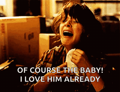 Woman Crying Saying Of Course The Baby I Love Him Already GIF