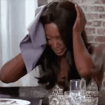 Woman Crying With Towel On Head GIF