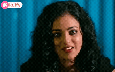 Woman Curly Hair Blue Background GIF