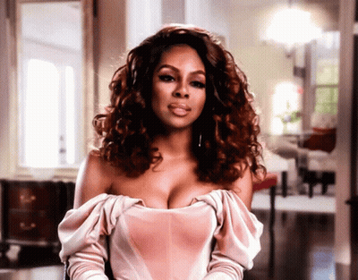 Woman Curly Hair Pink Off Shoulder Dress GIF