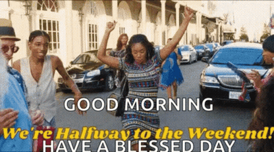 Woman Dancing Arms In Air Good Morning Message GIF