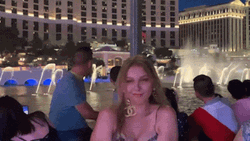 Woman Dancing At Bellagio Vegas Vacation GIF
