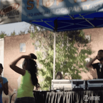 Woman Dancing At Showtime Tent GIF