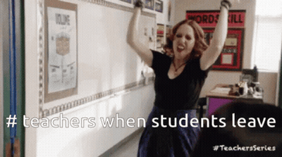 Woman Dancing In Classroom Teachers When Students Leave GIF