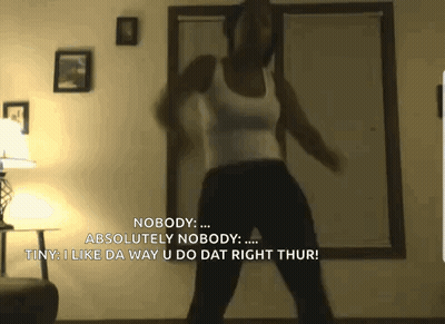 Woman Dancing In Dark Room Saying Nobody GIF