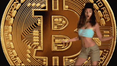 Woman Dancing In Front Of Bitcoin Gold Coin GIF