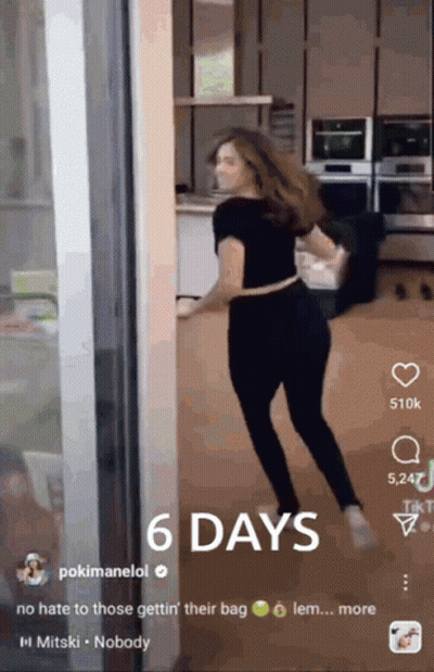 Woman Dancing In Front Of Glass Door Saying 6 Days GIF