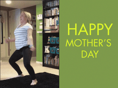 Woman Dancing In Front Of Happy Mothers Day Sign GIF