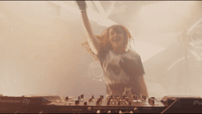 Woman Dancing In Front Of Pioneer DJ Controller GIF