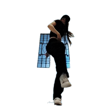 Woman Dancing In Front Of Window With Hand In Air Sticker