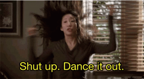 Woman Dancing In Front Of Window With Shut Up Dance It Out GIF