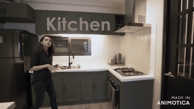 Woman Dancing In Kitchen Saying Kitchen GIF