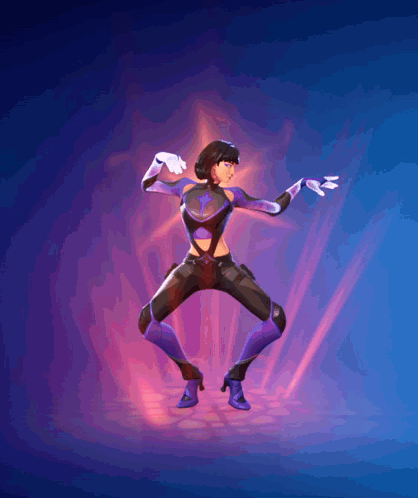 Woman Dancing In Purple And Black GIF