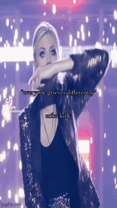 Woman Dancing In Sequined Jacket Everyone Grieves Differently GIF