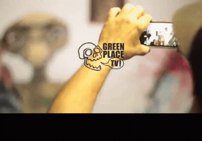Woman Dancing On Green Background Saying Pop GIF
