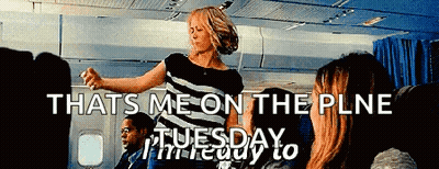Woman Dancing On Plane Saying That's Me On The Plane Tuesday GIF