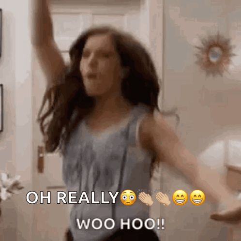 Woman Dancing Saying Oh Really Woo Hoo GIF