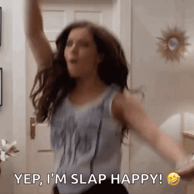 Woman Dancing Saying Yep I M Slap Happy GIF