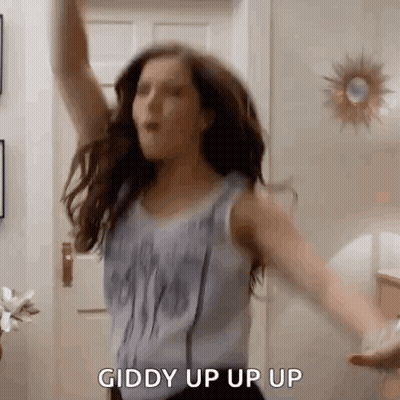 Woman Dancing With Arms Up Giddy Up Up GIF