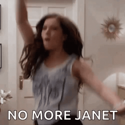 Woman Dancing With Arms Up Saying No More Janet GIF
