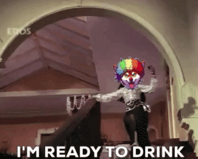 Woman Dancing With Clown On Head Saying I'm Ready To Drink GIF