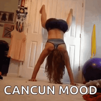 Woman Doing Handstand In Cancun Mood GIF