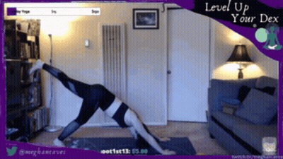 Woman Doing Yoga Saying Level Up Your Dex GIF