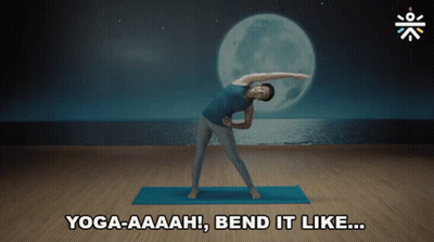 Woman Doing Yoga Under Full Moon Yoga-Aaaah Bend It Like GIF
