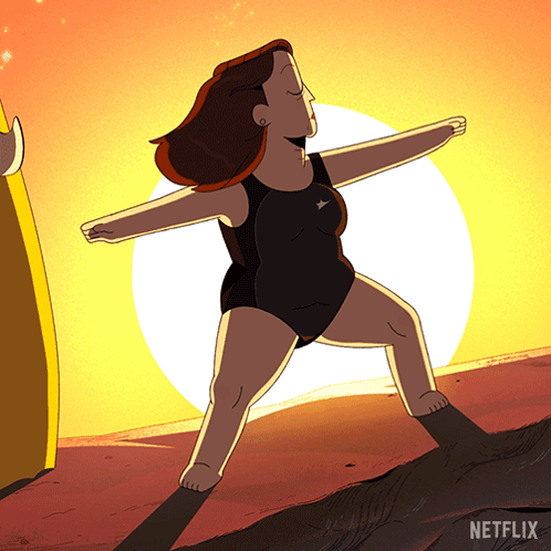 Woman Doing Yoga With Netflix Logo GIF