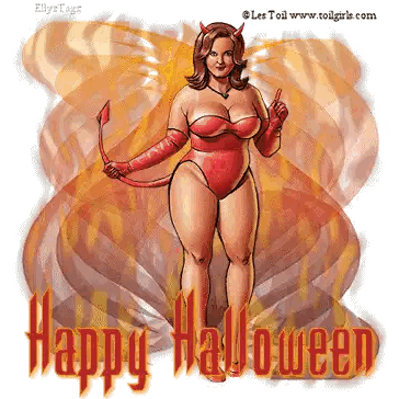Woman Dressed As Devil Happy Halloween Sticker