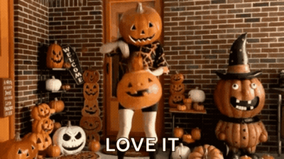 Woman Dressed As Pumpkin Holding Pumpkin GIF