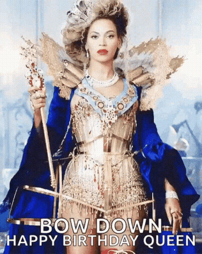 Woman Dressed As Queen Saying Bow Down Happy Birthday Queen GIF
