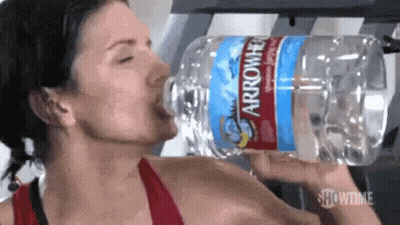Woman Drinking Arrowhead Water GIF