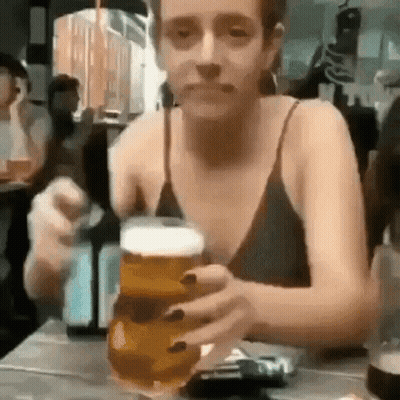 Woman Drinking Beer GIF