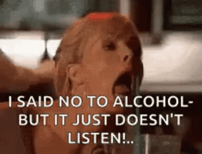 Woman Drinking Bottle Saying No To Alcohol GIF