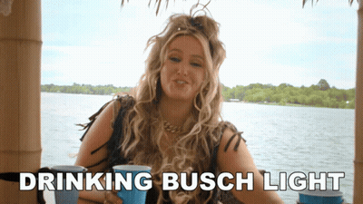 Woman Drinking Busch Light By Water GIF