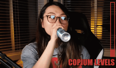 Woman Drinking Can Copium Levels GIF