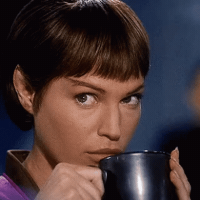 Woman Drinking Coffee From Metal Mug GIF