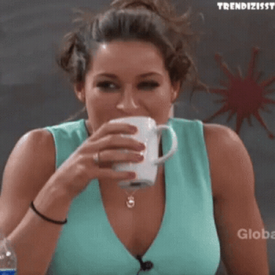 Woman Drinking Coffee From White Mug GIF