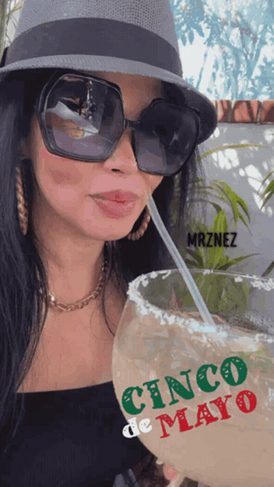 Woman Drinking From Cinco De Mayo Glass GIF
